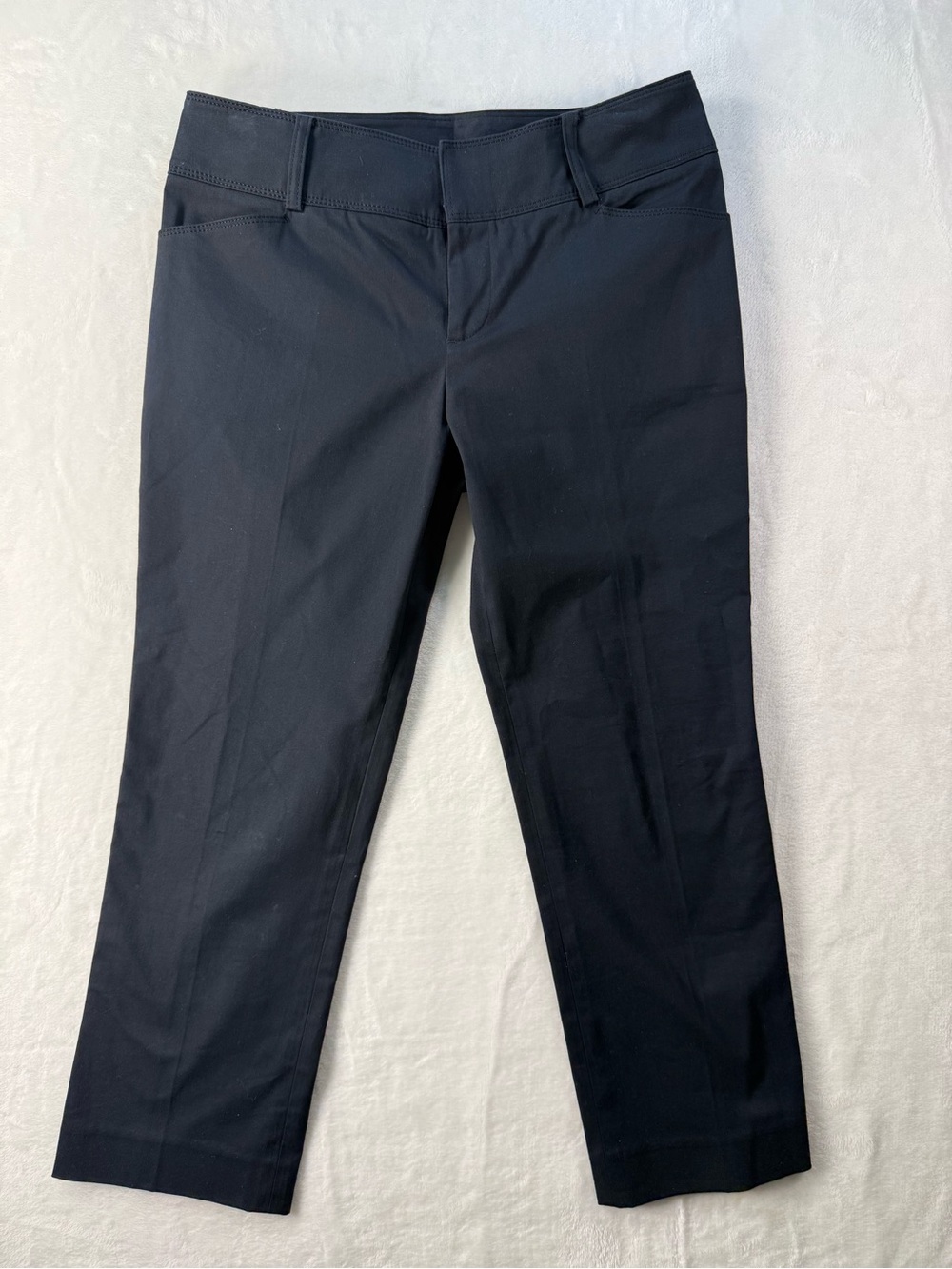 Michel Klein Paris Cropped Ankle Pants Navy Stretch Cotton Lyocell EUR 38